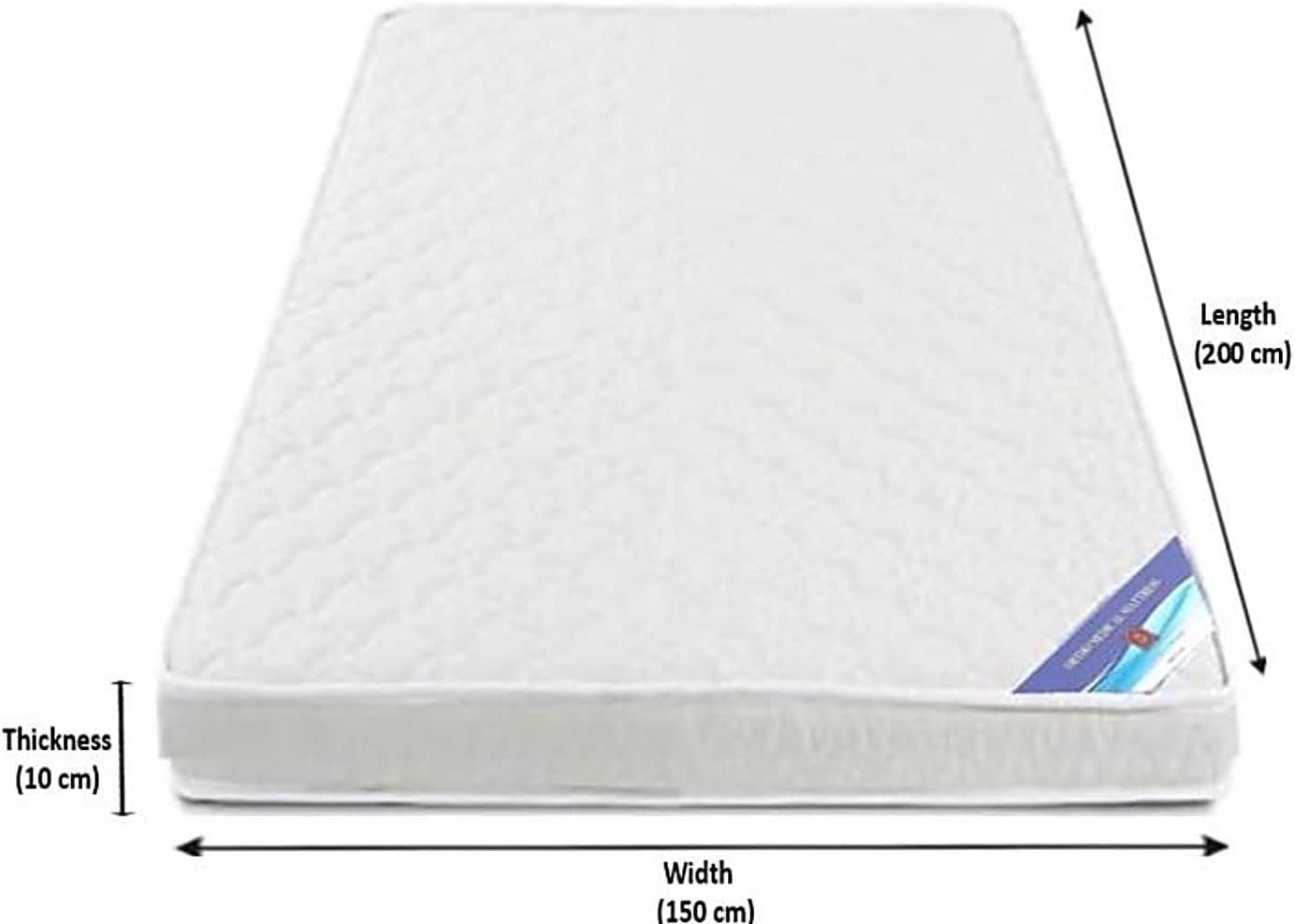 A AWF AL WADI FURNITURE SINCE 1991 Queen Size Medicated Mattress, 150W x 200L x 10H cm, WHITE