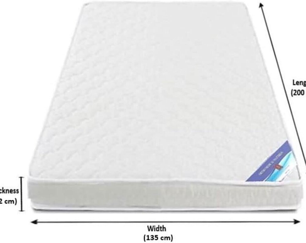 A AWF AL WADI FURNITURE SINCE 1991 Double Size Medicated Mattress, 135W x 200L x 12H cm, WHITE