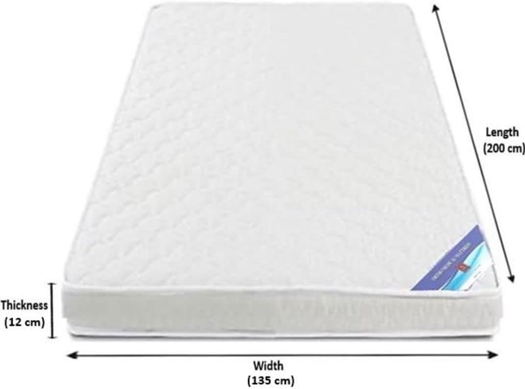 A AWF AL WADI FURNITURE SINCE 1991 Double Size Medicated Mattress, 135W x 200L x 12H cm, WHITE