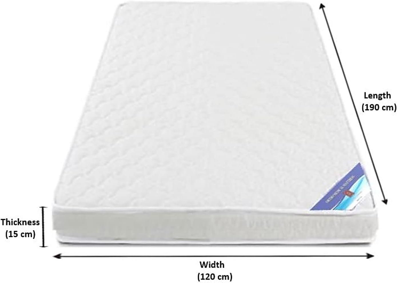 A AWF AL WADI FURNITURE SINCE 1991 Double Size Medicated Mattress, 120W x 190L x 15H cm, WHITE