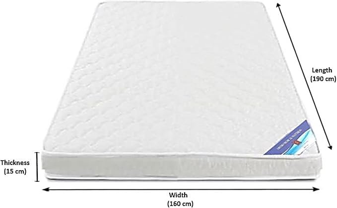 A AWF AL WADI FURNITURE SINCE 1991 Double Size Medicated Mattress, 160W x 190L x 15H cm, WHITE