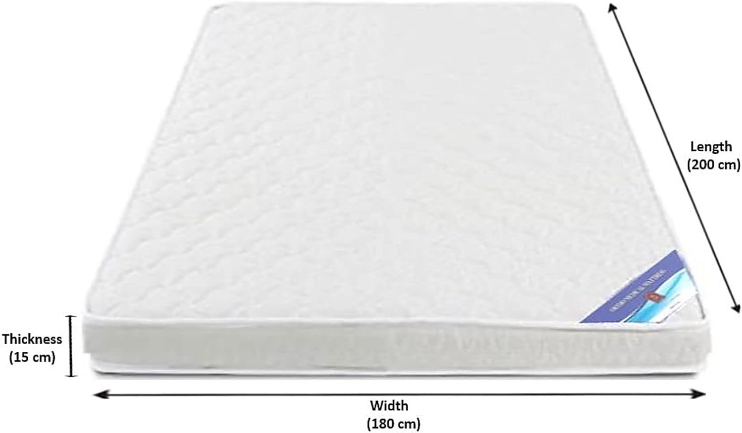 A AWF AL WADI FURNITURE SINCE 1991 King Size Medicated Mattress, 180W x 200L x 15H cm, WHITE