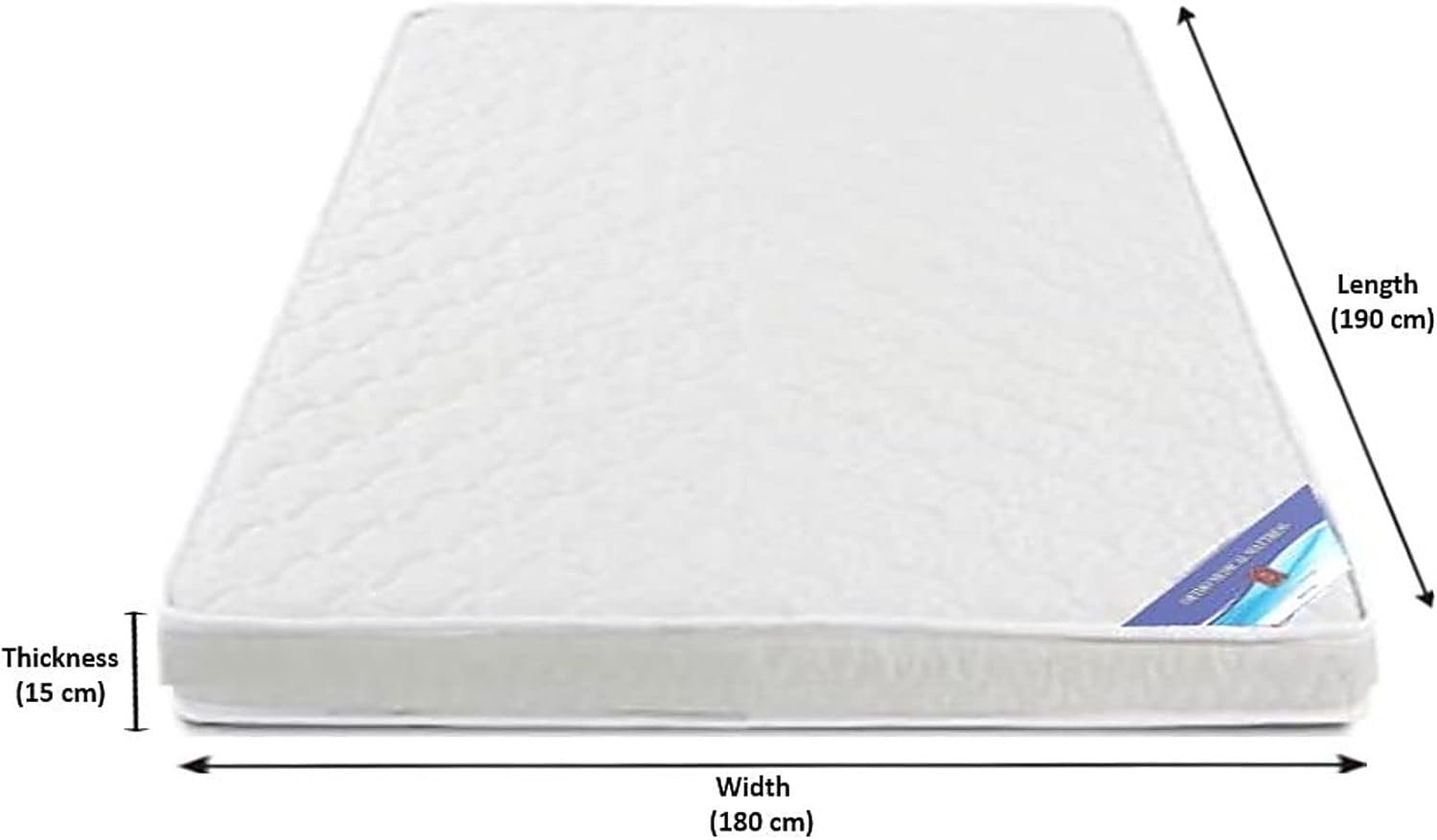 A AWF AL WADI FURNITURE SINCE 1991 King Size Medicated Mattress, 180W x 190L x 15H cm, WHITE