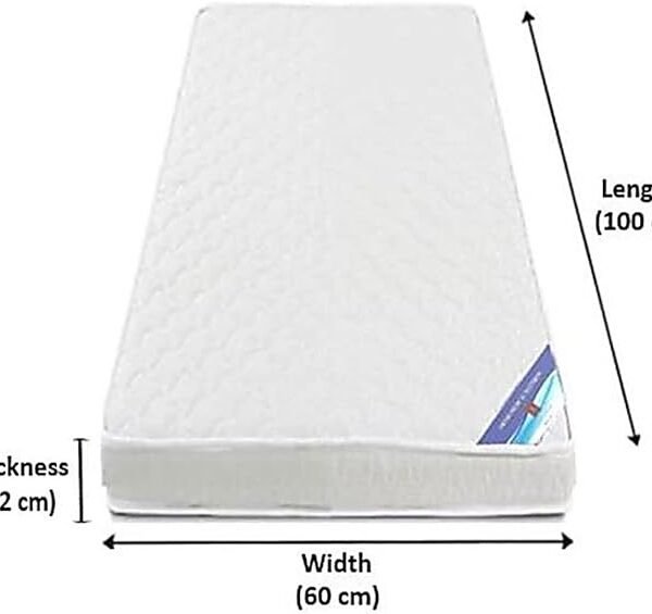 A AWF AL WADI FURNITURE SINCE 1991 Single Crib, Toddler Ortho Medical Mattress, 60W x 100L x 12H cm, WHITE