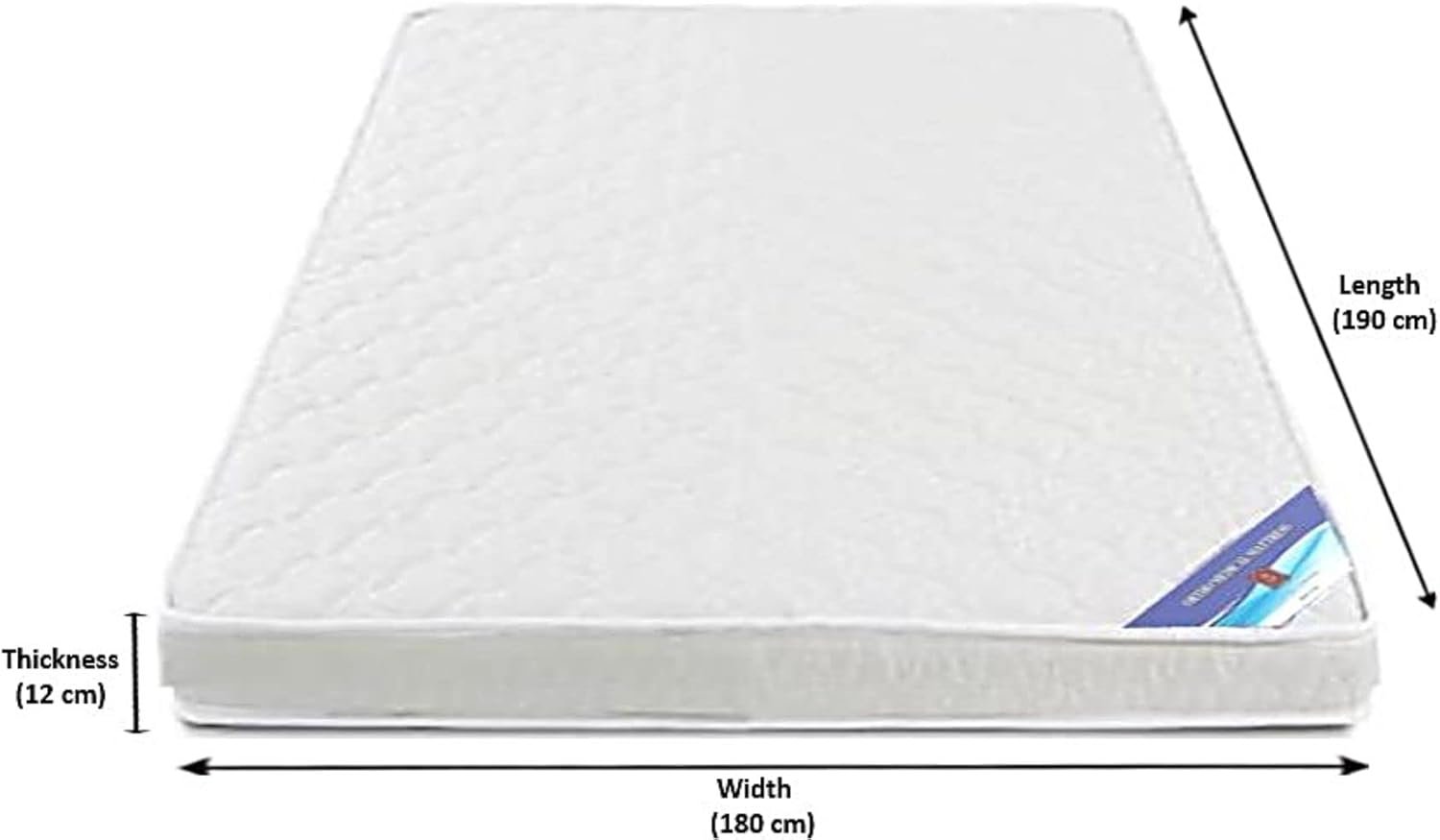A AWF AL WADI FURNITURE SINCE 1991 King Size Medicated Mattress, 180W x 190L x 12H cm, WHITE
