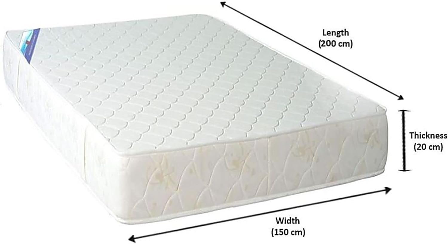 A AWF AL WADI FURNITURE SINCE 1991 Queen Size Medicated Mattress, 150W x 200L x 20H cm, WHITE