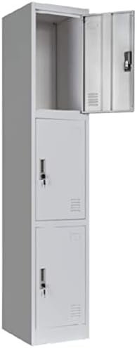 A AWF AL WADI FURNITURE SINCE 1991 Three Tier Steel Locker Cabinet for Home,Office,School,Halls,Warehouses,Workplaces,Hospitals,Clinics,Gyms,Industries,Factories,Compartments - GREY