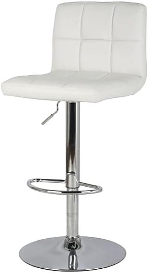 A AWF AL WADI FURNITURE SINCE 1991 White Color Extra Cushioned Faux Leather Seating And Metal Base Adjustable Bar Chair