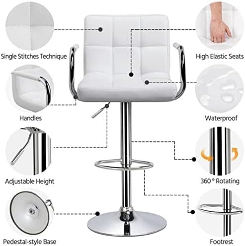 AWF AL WADI FURNITURE® 3-Piece Adjustable Round MDF Wood Bar Table Set with 2 Bar Stools for Pub Counter Kitchen Home PU Leather Bar Chairs with Arms Footrest 360°Swivel Perfect for Small Space, White
