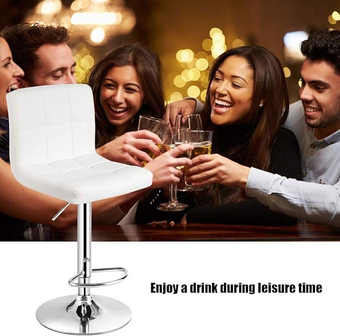 A AWF AL WADI FURNITURE SINCE 1991 White Color Extra Cushioned Faux Leather Seating And Metal Base Adjustable Bar Chair