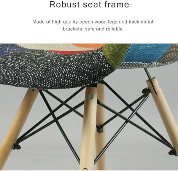 AWF AL WADI FURNITURE® Set of 2 Patchwork Chairs Fabric Armchairs Multicolor Dining Chairs Office Chairs Vintage Chairs with Wood Legs for Living Room Bedroom Dining Room Set Home Office Furniture