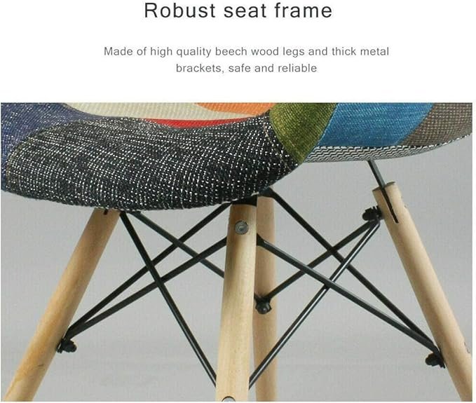 AWF AL WADI FURNITURE® Set of 2 Patchwork Chairs Fabric Armchairs Multicolor Dining Chairs Office Chairs Vintage Chairs with Wood Legs for Living Room Bedroom Dining Room Set Home Office Furniture