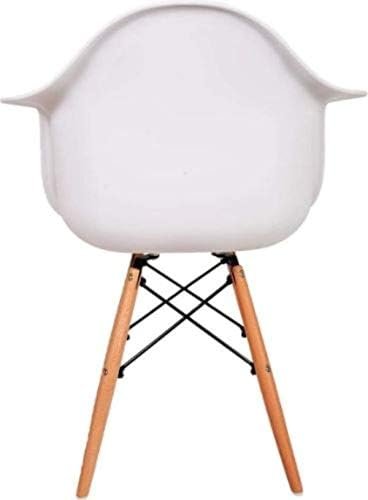 AE Set of 4 Plastic Arm Dining Chairs, Office Chairs - WHITE (Four Seats)