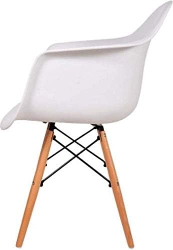 AE Set of 4 Plastic Arm Dining Chairs, Office Chairs - WHITE (Four Seats)