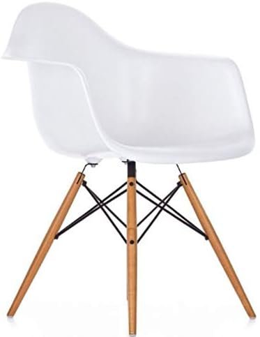 AE Set of 4 Plastic Arm Dining Chairs, Office Chairs - WHITE (Four Seats)