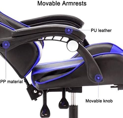 417UMZCwBOL._AC_ AWF AL WADI FURNITURE® Gaming Computer Chair,Armchair,PVC Leather Office Chair With Footrest,Ergonomic Support,Racing Style,Headrest,Lumbar Soft Support,Blue Black