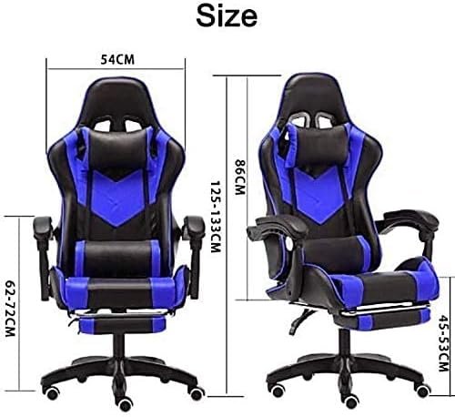 41MsCX9XcaL._AC_ AWF AL WADI FURNITURE® Gaming Computer Chair,Armchair,PVC Leather Office Chair With Footrest,Ergonomic Support,Racing Style,Headrest,Lumbar Soft Support,Blue Black
