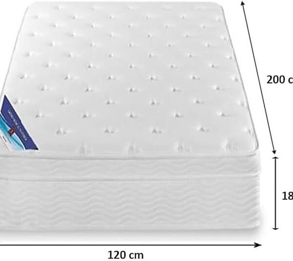 A AWF AL WADI FURNITURE SINCE 1991 Box Top Series Single Large Mattress, Multilayer Euro Top Mattress Single Breathable Foam, Soft Top Feel, Spine Balance, 200L x 120W x 18H cm, WHITE