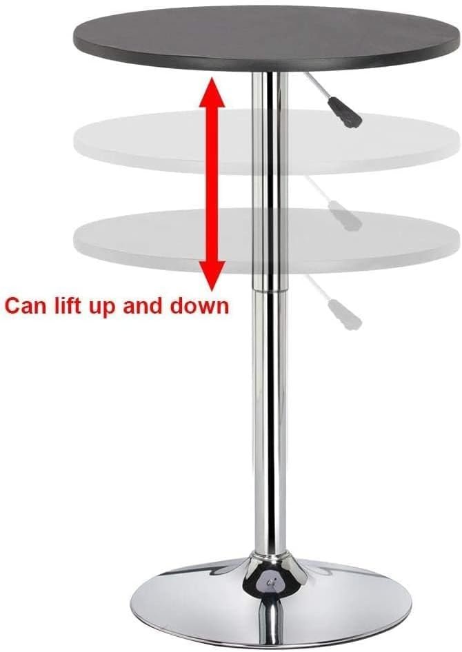 41T+C9EnK7L._AC_ AWF AL WADI FURNITURE® 3-Piece Adjustable Round MDF Wood Bar Table Set with 2 Bar Stools for Pub Counter Kitchen Home PU Leather Bar Chairs with Footrest 360°Swivel Perfect for Small Space, Black