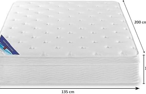 AWF AL WADI FURNITURE® Box Top Series Double Mattress, Multilayer Euro Top Mattress Single Breathable Foam, Soft Top Feel, Spine Balance, 200L x 135W x 18H cm, WHITE