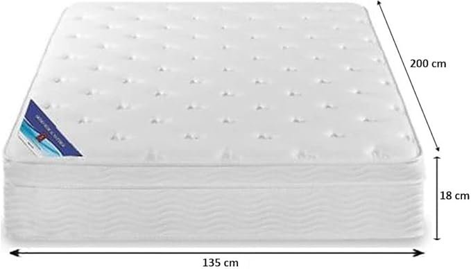 AWF AL WADI FURNITURE® Box Top Series Double Mattress, Multilayer Euro Top Mattress Single Breathable Foam, Soft Top Feel, Spine Balance, 200L x 135W x 18H cm, WHITE