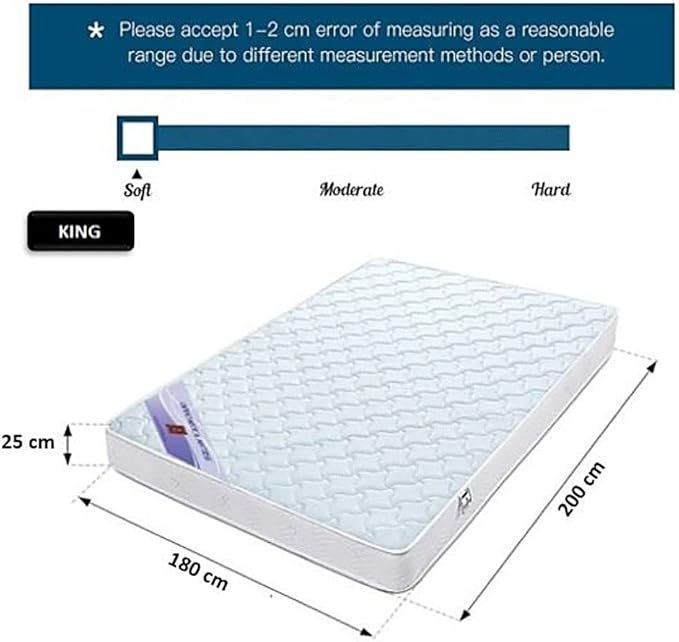 A AWF AL WADI FURNITURE SINCE 1991 King Hybrid Bonnel Pocket Spring Mattress Series for Bed Breathable Foam,Jacquard Quilted Fabric - Soft Feel, Spine Support, 200L x 180W x 25H cm, WHITE