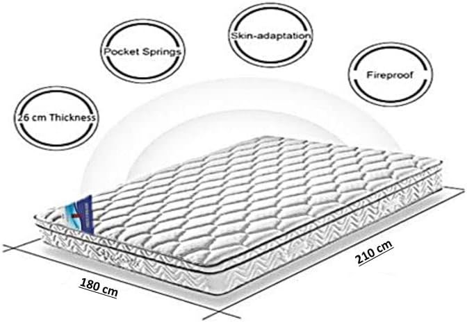 513IxqSxyLL._AC_SX679_ A AWF AL WADI FURNITURE SINCE 1991 King Multilayer Hybrid Pocket Spring Mattress Twin Breathable Foam - Soft Feel, Spine Support, Box Top Series, 210L x 180W x 26H cm, WHITE