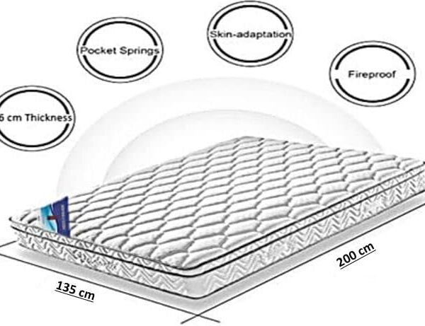 51FCh4VmXvL._AC_SX679_ A AWF AL WADI FURNITURE SINCE 1991 Double Multilayer Hybrid Pocket Spring Mattress Twin Breathable Foam - Soft Feel, Spine Support, Box Top Series, 200L x 135W x 26H cm, WHITE