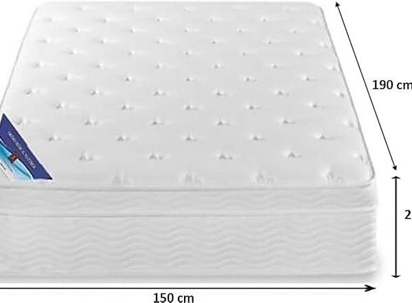 A AWF AL WADI FURNITURE SINCE 1991 Box Top Series Queen Mattress, Multilayer Euro Top Mattress Single Breathable Foam, Soft Top Feel, Spine Balance, 190L x 150W x 25H cm, WHITE