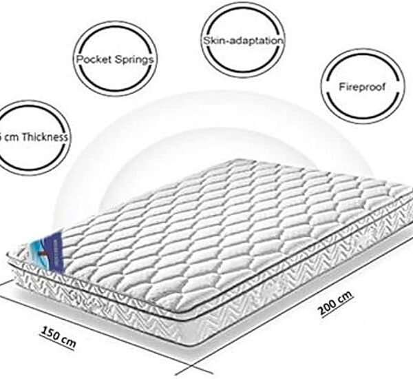 A AWF AL WADI FURNITURE SINCE 1991 Queen Multilayer Hybrid Pocket Spring Mattress Twin Breathable Foam - Soft Feel, Spine Support, Box Top Series, 200L x 150W x 26H cm, WHITE