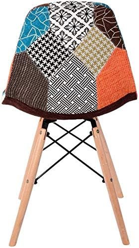 51MXhqnN0TL._AC_ (2) A AWF AL WADI FURNITURE SINCE 1991 Set of 4 chairs Multicolor Patchwork Chairs in Linen Fabric, Leisure Living Room Chairs Dining Chairs with Soft Cushion Backrest
