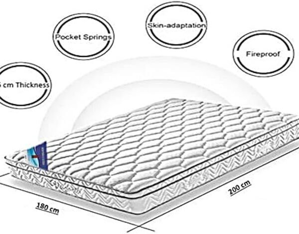 A AWF AL WADI FURNITURE SINCE 1991 King Multilayer Hybrid Pocket Spring Mattress Twin Breathable Foam - Soft Feel, Spine Support, Box Top Series, 200L x 180W x 26H cm, WHITE