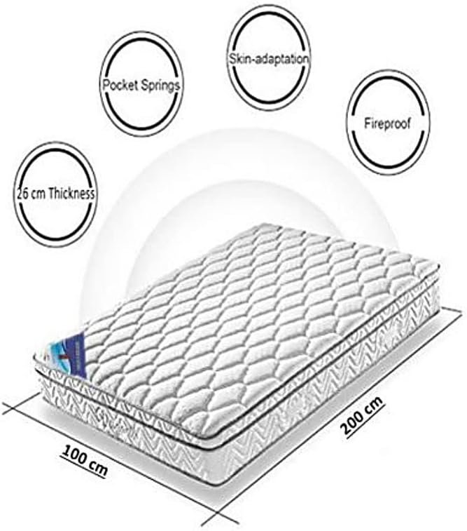 51X-5x-f93L._AC_SX679_ A AWF AL WADI FURNITURE SINCE 1991 Single Multilayer Hybrid Pocket Spring Mattress Twin Breathable Foam - Soft Feel, Spine Support, Box Top Series, 200L x 100W x 26H cm, WHITE