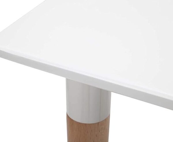 A AWF AL WADI FURNITURE SINCE 1991 Square Dining Table and Patchwork Chairs Set of 4, 1 Piece Kitchen White Wooden Dining Room Table with 4 Fabric Cushioned Colorful Chairs