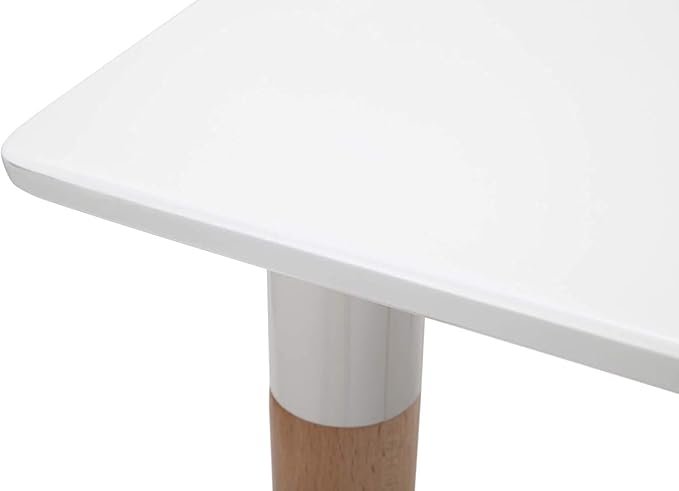 A AWF AL WADI FURNITURE SINCE 1991 Square Dining Table and Patchwork Chairs Set of 4, 1 Piece Kitchen White Wooden Dining Room Table with 4 Fabric Cushioned Colorful Chairs