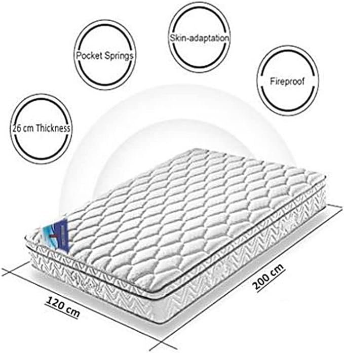 51aAwvQJ8kL._AC_SX679_ (1) A AWF AL WADI FURNITURE SINCE 1991 Single Large Multilayer Hybrid Pocket Spring Mattress Twin Breathable Foam - Soft Feel, Spine Support, Box Top Series, 200L x 120W x 26H cm, WHITE