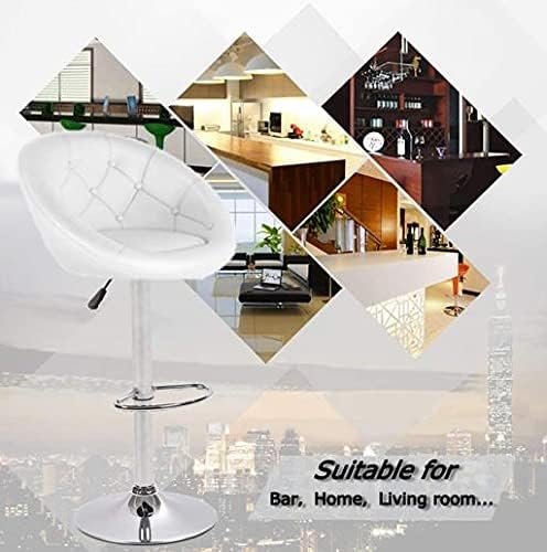 A AWF AL WADI FURNITURE SINCE 1991 Single Adjustable Modern Swivel Bar Chair Round Tufted Back Accent Chair PU Leather Black Home Office,Kitchen Chair, WHITE