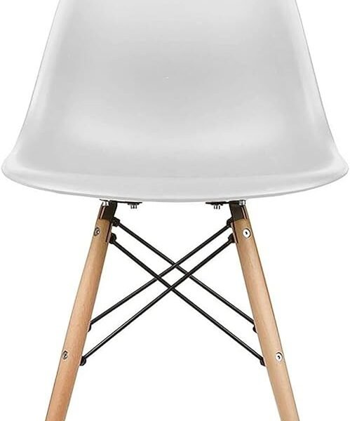 51bqnyINe4L._AC_SY879_ A AWF AL WADI FURNITURE SINCE 1991 Set of 2 Eames Plastic Dining Chairs with Solid Metal Webbing Legs - White
