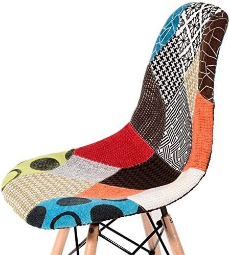 51e3l5Sua-L._AC_ (4) A AWF AL WADI FURNITURE SINCE 1991 Set of 4 chairs Multicolor Patchwork Chairs in Linen Fabric, Leisure Living Room Chairs Dining Chairs with Soft Cushion Backrest