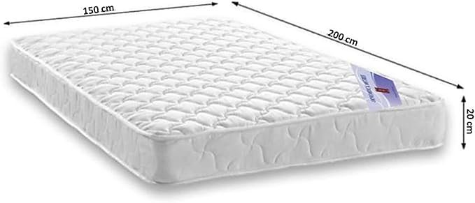 A AWF AL WADI FURNITURE SINCE 1991 Queen Hybrid Bonnel Pocket Spring Mattress Series for Bed Breathable Foam,Jacquard Quilted Fabric - Soft Feel, Spine Support, 200L x 150W x 20H cm, WHITE