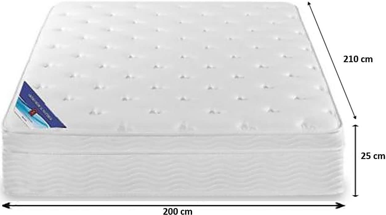 A AWF AL WADI FURNITURE SINCE 1991 Box Top Series Super King Mattress, Multilayer Euro Top Mattress Single Breathable Foam, Soft Top Feel, Spine Balance, 210L x 200W x 25H cm, WHITE