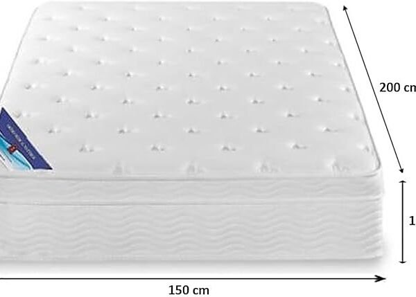 AWF AL WADI FURNITURE® Box Top Series Queen Mattress, Multilayer Euro Top Mattress Single Breathable Foam, Soft Top Feel, Spine Balance, 200L x 150W x 18H cm, WHITE