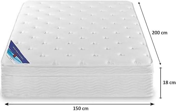 AWF AL WADI FURNITURE® Box Top Series Queen Mattress, Multilayer Euro Top Mattress Single Breathable Foam, Soft Top Feel, Spine Balance, 200L x 150W x 18H cm, WHITE
