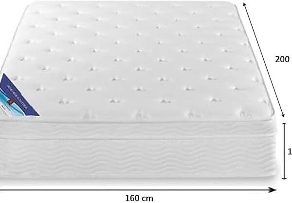A AWF AL WADI FURNITURE SINCE 1991 Box Top Series Queen Mattress, Multilayer Euro Top Mattress Single Breathable Foam, Soft Top Feel, Spine Balance, 200L x 160W x 18H cm, WHITE