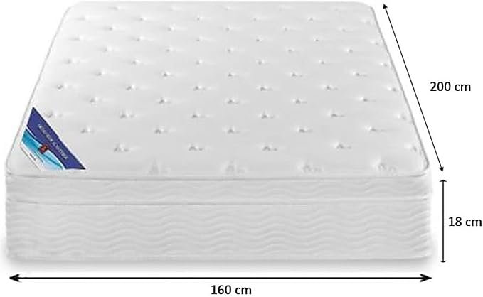 A AWF AL WADI FURNITURE SINCE 1991 Box Top Series Queen Mattress, Multilayer Euro Top Mattress Single Breathable Foam, Soft Top Feel, Spine Balance, 200L x 160W x 18H cm, WHITE