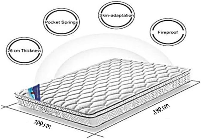 51n6YMk0vvL._AC_SX679_ A AWF AL WADI FURNITURE SINCE 1991 Single Multilayer Hybrid Pocket Spring Mattress Twin Breathable Foam - Soft Feel, Spine Support, Box Top Series, 190L x 100W x 26H cm, WHITE