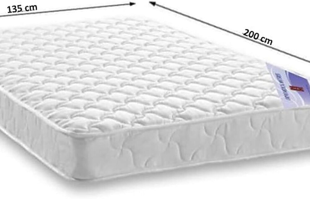A AWF AL WADI FURNITURE SINCE 1991 Double Hybrid Bonnel Pocket Spring Mattress Series for Bed Breathable Foam,Jacquard Quilted Fabric - Soft Feel, Spine Support, 200L x 135W x 20H cm, WHITE