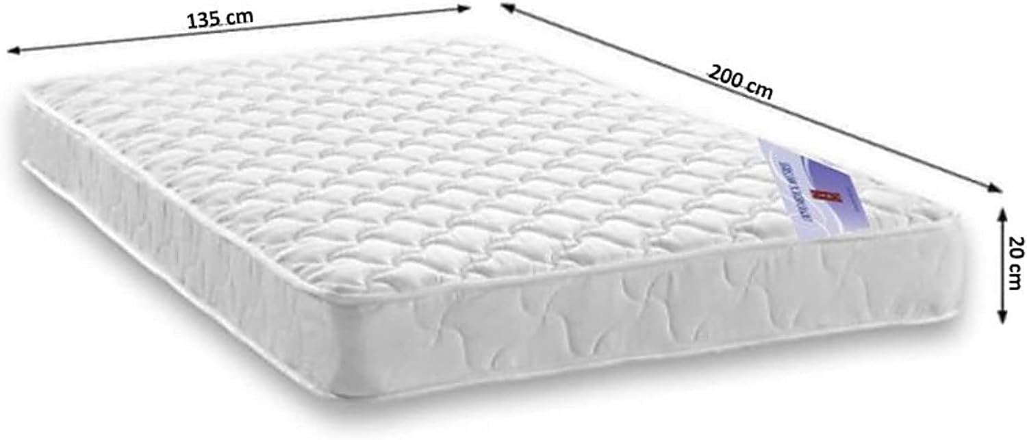A AWF AL WADI FURNITURE SINCE 1991 Double Hybrid Bonnel Pocket Spring Mattress Series for Bed Breathable Foam,Jacquard Quilted Fabric - Soft Feel, Spine Support, 200L x 135W x 20H cm, WHITE