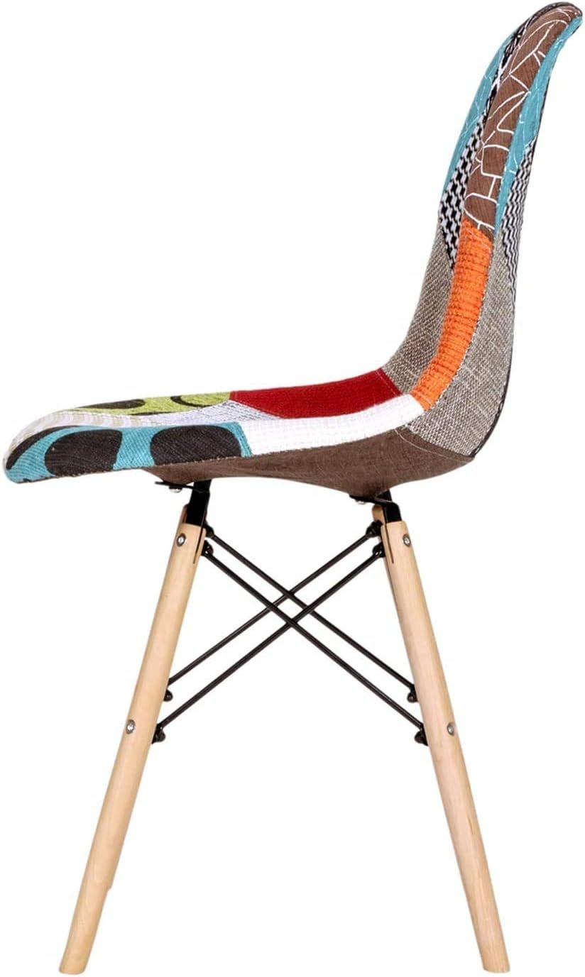 61A-6fqrx4L._AC_SL1391_ (2) A AWF AL WADI FURNITURE SINCE 1991 Set of 4 chairs Multicolor Patchwork Chairs in Linen Fabric, Leisure Living Room Chairs Dining Chairs with Soft Cushion Backrest