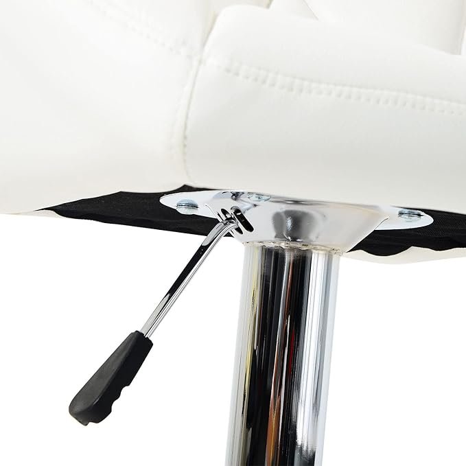 A AWF AL WADI FURNITURE SINCE 1991 Single Adjustable Modern Swivel Bar Chair Round Tufted Back Accent Chair PU Leather Black Home Office,Kitchen Chair, WHITE